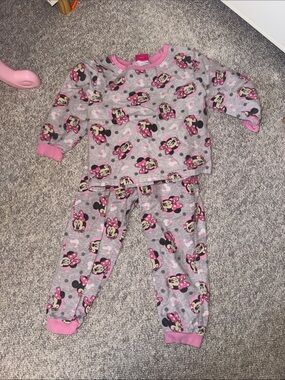Disney Minnie Mouse Pink & Gray Girls Pajama Set
